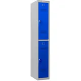 Phoenix Spind Locker blau, grau PL1230GBK, 2 Schließfächer 30,0 x 50,0 x 183,0 cm