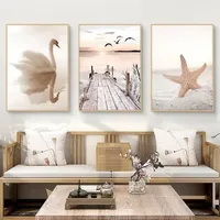 Poster 3er Boho Ästhetik Beach Landschaft Pampas Wohnzimmer D 40x50cm