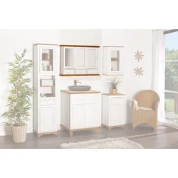 Spiegelschrank Badschrank Pinie weiß honig - Massivholz - Landhausstil