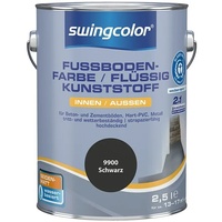 swingcolor 2in1 Flüssigkunststoff / Fußbodenfarbe 6151.D2,5.9900 (Schwarz, 2,5 l, Seidenmatt)
