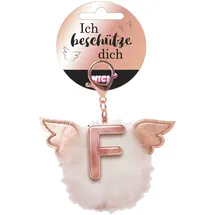 NICI 46975 Taschenanhänger Schutzbommel Buchstabe F, WEIß/Gold