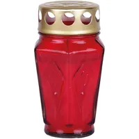 HS Candle Grablicht Glas Eck Rot