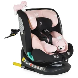 Moni Kindersitz Serengeti i-Size (40-150cm) Isofix, Kuscheltier, Nackenkissen rosa