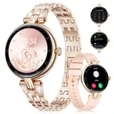 LIGE Smartwatch Damen mit Telefonfunktion IP68 Wasserdicht AMOLED Klein 1,106 Zoll Display 123+ Sportmodi Android iOS Kompatibel Fitness Tracker Blutsauerstoff Herzfrequenz Messgerät Smartwatch Damen