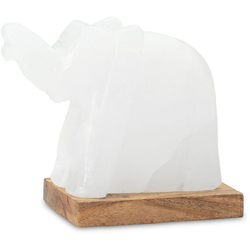 HIMALAYA SALT DREAMS Salzkristall-Tischlampe Elefant, Handgefertigt aus Salzkristall - jeder Stein ein Unikat, H: ca. 11cm weiß