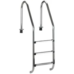 Poolleiter KWAD "Edelstahlleiter 3stufig breit 120cm", silber (silberfarben), B:50,0cm H:158,0cm, Edelstahl, Leitern, 120 cm Höhe