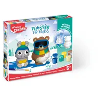 Maped Gipsfiguren-Bastel-Set PLASTER FRIENDS Winter Hase & Bär inkl. 2 Förmchen 9 cm 6 Malfarben