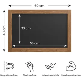 ALLboards Magnetische Kreidetafel 60x40 cm, Holzrahmen