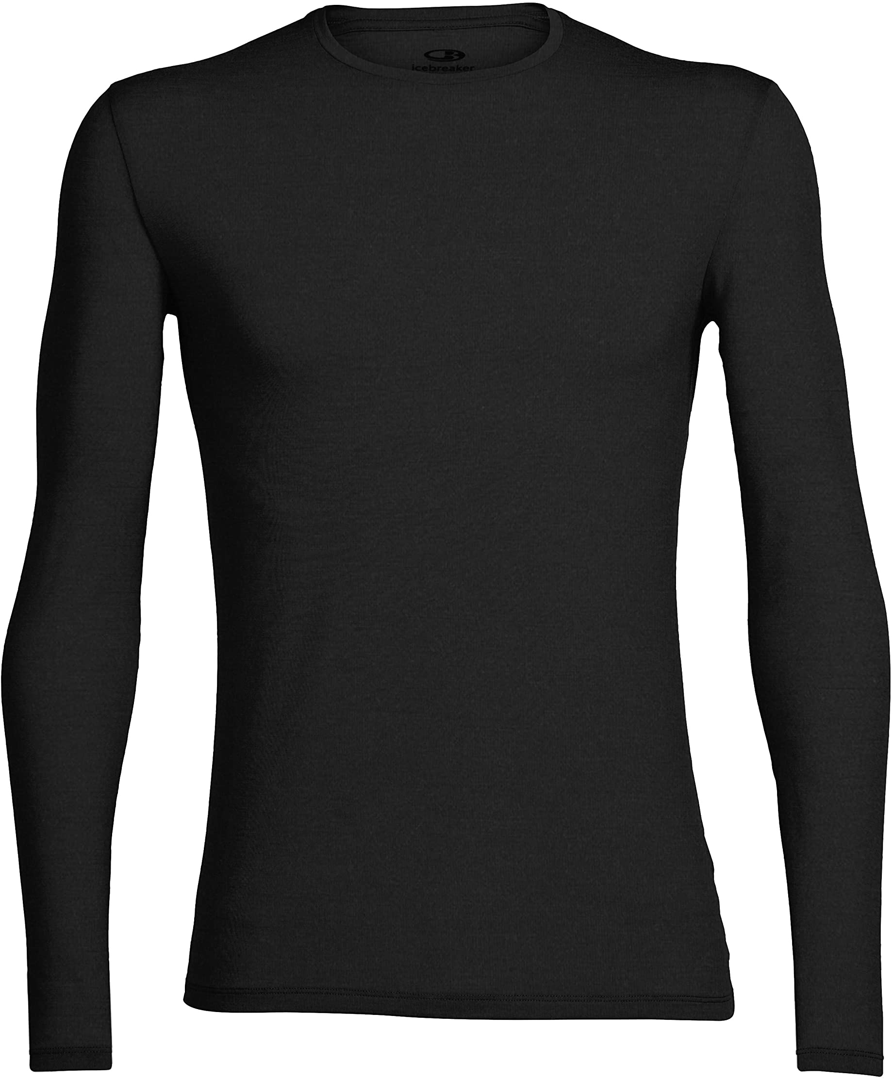 Icebreaker Herren Merino Wolle Anatomica Langarm Crewe T-Shirt - 150 Ultraleichtes Material - Schwarz, L