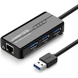 UGREEN Hub 3x USB 3.0 Ports + RJ45 LAN Adapter kompatibel mit MacBook, Mac Pro, Mac mini, iMac, Surface Pro, Flash Drive unter Windows 11/10/8, Linux, MAC OS