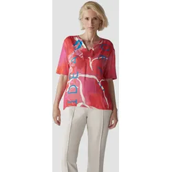 Print-Shirt LECOMTE "LeComte Farbenfrohes T-Shirt mit grafischem Muster", Damen, Gr. 42, pink, 95%Viskose 5%Elastan, unifarben, feminin, gerade, Kurzarm, Shirts