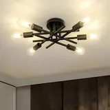 Goeco Deckenleuchte Vintage Industrial Kronleuchter Lampe E27 (Ohne Glühbirne) 6 Flammig Metall Retro Deckenlampe Schlafzimmer Wohnzimmer Esszimmer - Schwarz