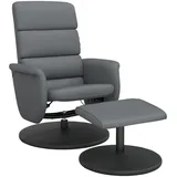 vidaXL Relaxsessel, mit Fußhocker Grau Kunstleder
