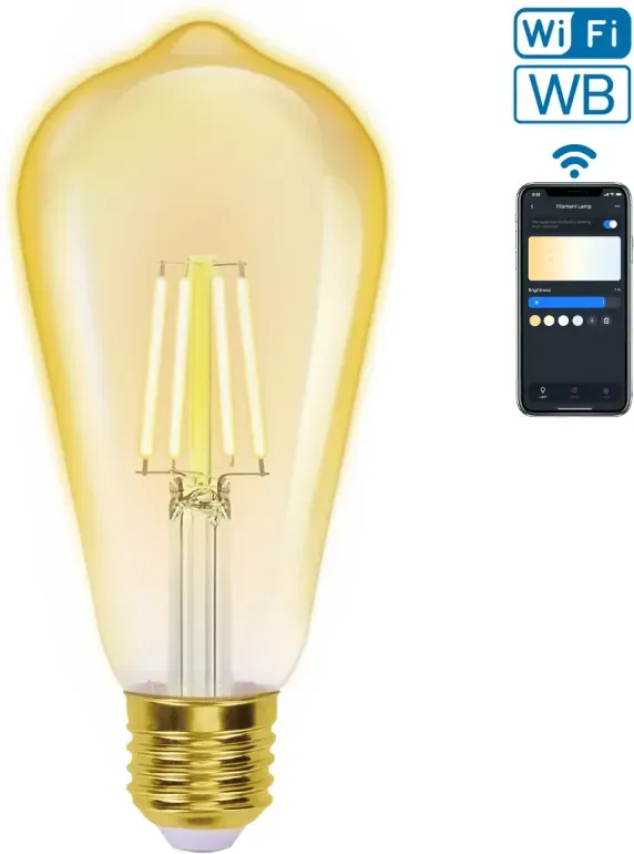 Aigostar WiFi WB Smart Filament Glühbirne ST64 E27 (Bernstein)