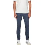 Only & Sons Herren Chino Hose ONSMARK SLIM CHECK 9887 Slim Fit Blau 22019887 Normaler Bund Reißverschluss W 34 L 34