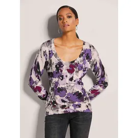 Madeleine Feinstrickpullover mit floralem Print Grau 40