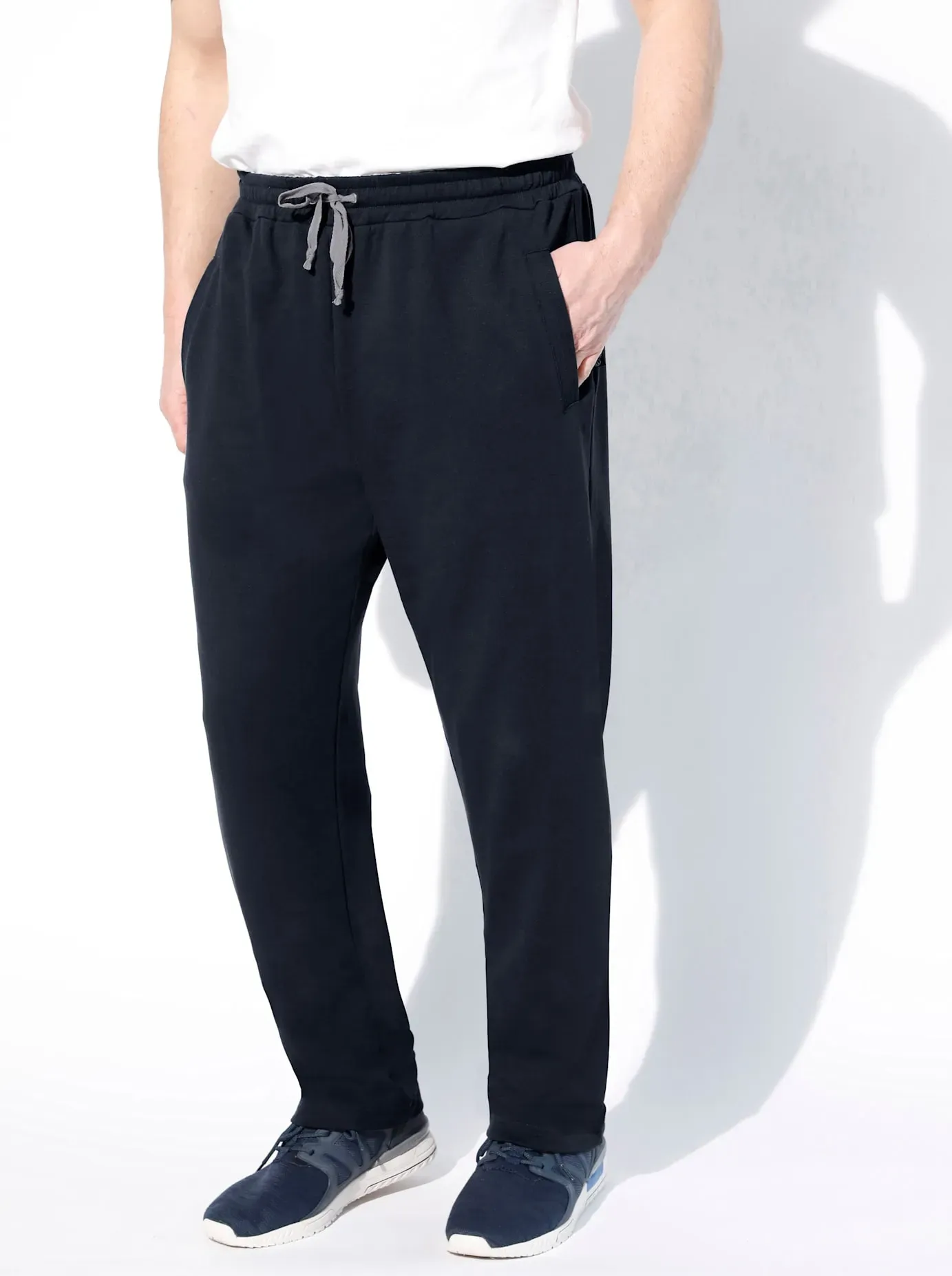 Trainingshose HAJO, Herren, Gr. 27, Unterbauchgrößen, blau (marine), 62% Baumwolle, 33% Polyester, 5% Elasthan, unifarben, lang, Hosen Trainingshose