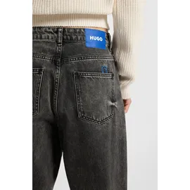 Hugo 5-Pocket-Jeans "Leni", Damen, Gr. 27, Länge 34, schwarz 006, Denim/Jeans, Obermaterial: 100% Baumwolle, Destroyed-Effekte, unifarben, loose fit, Jeans 5-Pocket-Jeans, Low Rise im Relaxed Fit