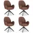 Homestyle4u Armlehnstuhl Bouclé Leder braun 4er Set