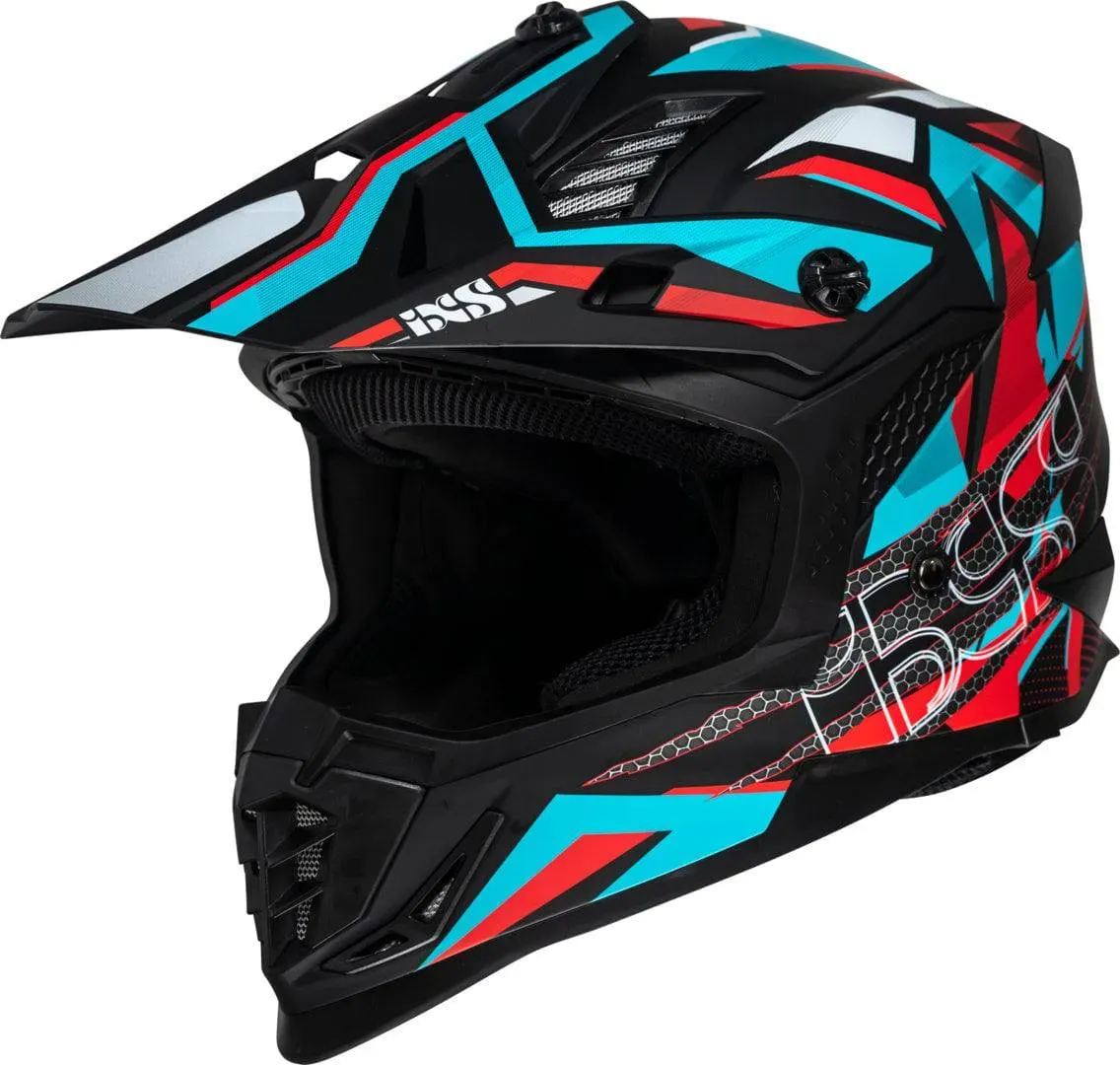 iXS Motocrosshelm iXS363 2.0 matt schwarz-petrol-rot - S