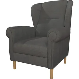 Home Affaire Ohrensessel HOME AFFAIRE "OSTIANO B/T/H: 80/82/98 cm, Sessel", grau (anthrazit), B:80cm H:98cm T:82cm, 92% Polyester, 8% Nylon, Sessel, Ohrensessel, Einzelstück, dicke geschwungene Armlehnen, uni und kariert