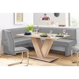 Home Affaire Eckbank HOME AFFAIRE "Nils", grau (hellgrau (capulet 4003)), B:222cm H:89cm T:162cm, Holzwerkstoff, Massivholz, Polyester, Sitzbänke, Eckbank, Sitz und Rücken gepolstert, verschiedene Qualitäten