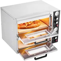 Vevor elektrischer Pizzaofen für 457 mm Pizza 2500 + 2500 W Pizzabackofen bis 450 °C, Pizzamaker mit Zeit- und Temperaturregelung & Doppelkammer, Pizzabackmaschine Pizzamaschine multifunktional