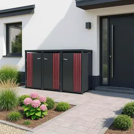 MCW 3er-Mülltonnenverkleidung O67 200 x 122 x 84 cm anthrazit