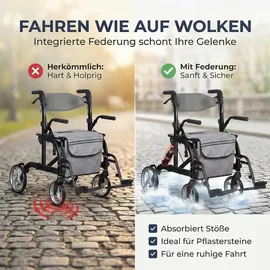 foreversenior 2 in 1 Rollator mit Federung grau/schwarz