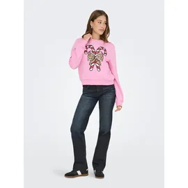 Only Weihnachtssweatshirt Sweatshirt Bonbon Print: Candy Rosa S