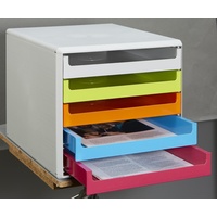 M&M Schubladenbox 28,5 x 26 x 35,7 cm 1-tlg. grau/grün/orange/blau/rot