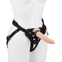 Strap-On mit Silikon-Naturdildo, 20 cm, natur-hell | schwarz