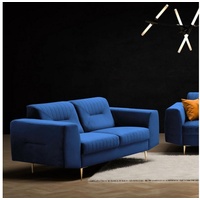 Beautysofa 2-Sitzer VENEZIA, Relaxsofa im modernes Design, mit Metallbeine, Zweisitzer Sofa aus Velours blau