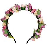 Trachtenland Blumen Haarreif „Sabia“ – Romantischer Haarschmuck mit Rosen & Blüten für Damen & Mädchen – Perfekt zum Dirndl, zur Hochzeit, Kommunion oder Festival (Altrosa/Creme, Einheitsgröße)