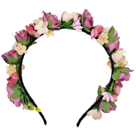 Trachtenland Blumen Haarreif „Sabia“ – Romantischer Haarschmuck mit Rosen & Blüten für Damen & Mädchen – Perfekt zum Dirndl, zur Hochzeit, Kommunion oder Festival (Altrosa/Creme, Einheitsgröße)