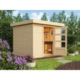 Gartenhaus Gerätehaus Schuppen Karibu naturbelassen Flachdach Holz Fichte Garten