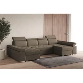 mb-moebel Möblo Wohnlandschaft Braun, Holzwerkstoff, 5-Sitzer, U-Form 330x94x168 cm, Wohnzimmer Sofas - Couches, Wohnlandschaften, Wohnlandschaften in U-Form