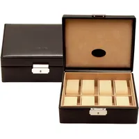 Windrose Uhrenbox Merino für max.ØUhren 34 mm Beige/Schwarz