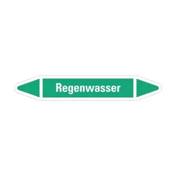 Aufkleber I RKZ-Etikett Regenwasser, grün/weiß, für Ø 40-60mm, 218x37mm, 5/Bogen