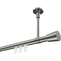 Interdeco GARDINENSTANGE INNENLAUF Sonette Sitra 480 cm (geteilt in 3 x 160 cm), 1-läufig, 20 mm Ø Edelstahl-Optik