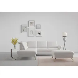 Ecksofa SIT & MORE "Fashion L-Form", silber, B:250cm H:84cm T:207cm, Sofas, wahlweise mit Kopfteilverstellung, Vorziehsitz, motorisch, Nickelfüße