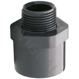 Plimat 20 mm PVC Klebe Fitting Übergangsnippel Pvc-u 20/25 mm x 1/2 Zoll Klebemuffe/klebestutzen X Außengewinde 10 Bar, Grau