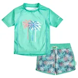Playshoes Mädchen Zweiteiler Rash-Guard-Set, Palmen Türkis, 74-80