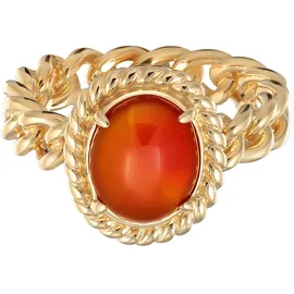 ELLI PREMIUM Fingerring Solitär Edelstein Klassik 925 Silber orange 58