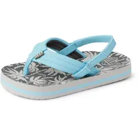 REEF Little Ahi Unisex-Child Beach Flip Flop, Soft Cushion Footbed, Water Friendly, Backstrap, Light Blue Palm, 12 Little Kid - 29 EU