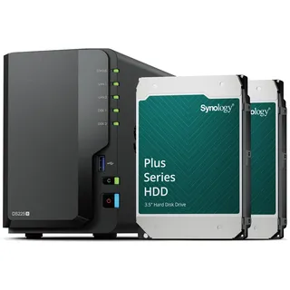 Synology DS225+ 2-Bay Diskstation NAS (Intel Celeron J4125 4-Core 2.0 GHz 2GB DDR4 RAM 2xRJ-45 1GbE LAN-Port) 8 TB Bundle mit 2X HAT3300-4T