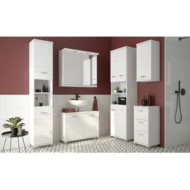 Möbel Kraft Nehmitzsee Hochschrank 35 x 192,5 x 32 cm Weiß Hochglänzend