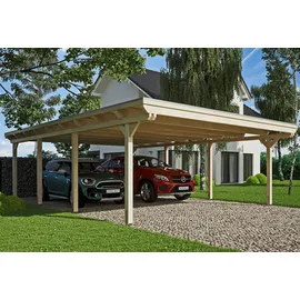 SKANHOLZ Carport Emsland 6,13 x 8,46 m natur mit EPDM-Dach und Regenrinne