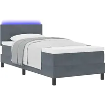 vidaXL LED Boxspringbett mit Matratze Dunkelgrau 90 x 190 cm Samt