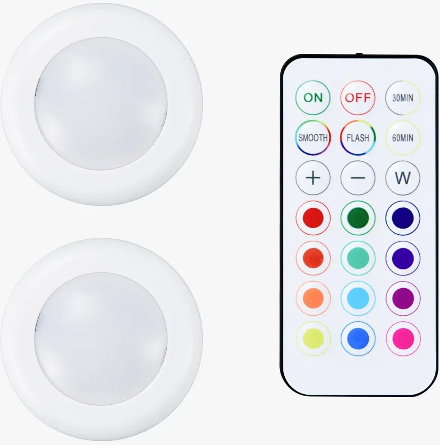Bambu Lab Remote Controlled 16-color RGBW Puck Lights (2pcs)